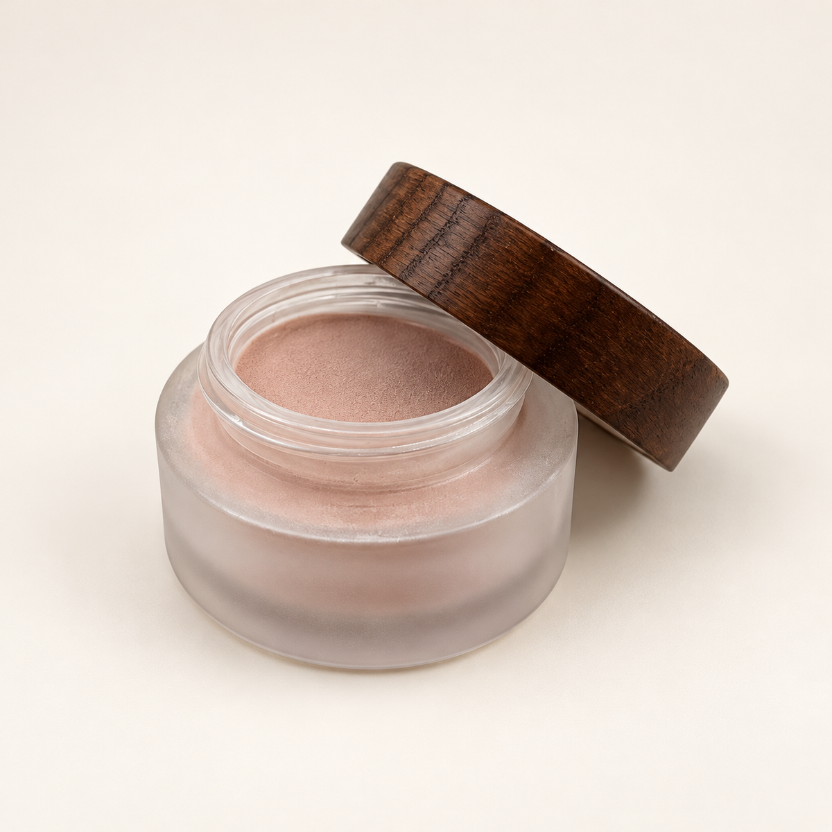 Open Rose Suede jar showing the powder color and texture